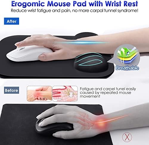 Gimars Large Smooth Superfine Fibre Memory Foam Ergonomic Mouse Pad Wrist Rest Support Mousepad with Nonslip Base for Laptop, Computer, Gaming&Office - Image 3