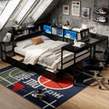 Bellemave Full Size Corner Bed Frame with Storage Drawers, Bookcase and Side Desk, Full Corner Bed with Light and Charging Station, Daybed for Bedroom, Living Room, Guest Room Black by Bellemave