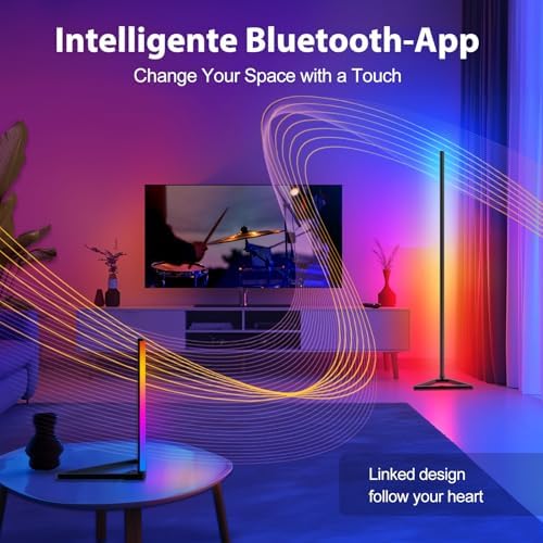 RGBIC Floor Lamp,16 Million Colors LED Floor Lamps 141 cm Lamps for Living Room with Music Sync,Standing Lamp with App and Remote Control,Gaming Ambient Lighting Corner Lamp Bedroom Decor - Image 3