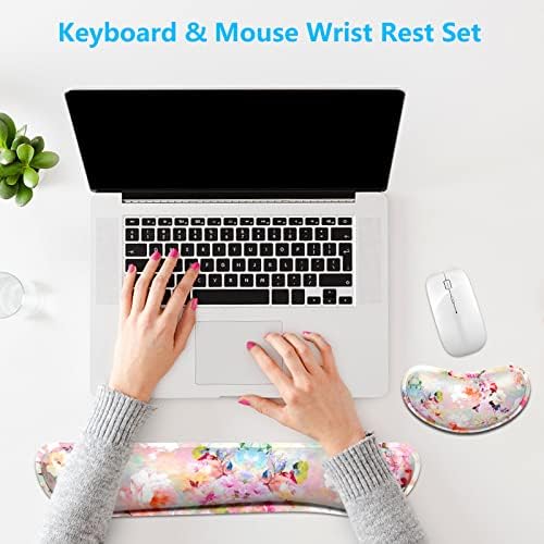 Dapesuom Enlarge Keyboard Wrist Rest, Memory Foam Wrist Cushion for Desk Mats Support, Cute Flower Pain Relief Keyboard Mouse Pad Rests Set with Non-Slip Base for Gaming Laptop Office, Peonies Floral - Image 7