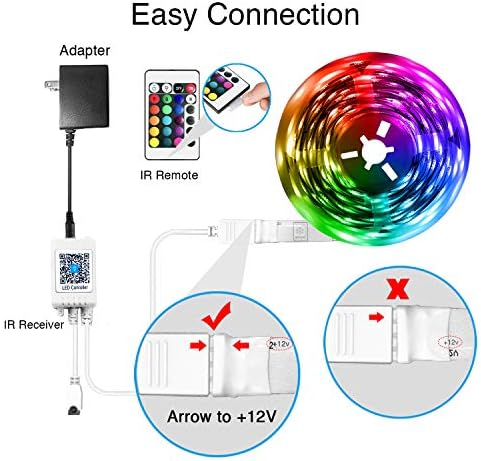 DAYBETTER LED Strip Lights 100ft RGB Lights Strip for Bedroom, Desk, Indoor Room Living Room Brithday Gifts Home Decor with Remote, 24V Power Supply - Image 5