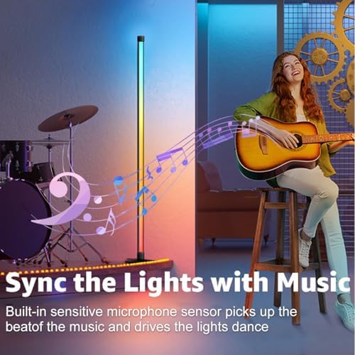 LED Floor Lamp, 63-Inch RGB Corner Light with Music Sync, Smart App Control, 16 Million Colors, Remote Control for Living Room, Bedroom, Gaming Room - Image 2