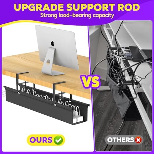 Large Under Desk Cable Management Tray, REFLYING 29.1" Cable Management Under Desk No Drill,Adjustable Clamp Cord Wire Organizer, Cord Hider for Standing Table, Wire Hider for Office,Home (Medium) - Image 6