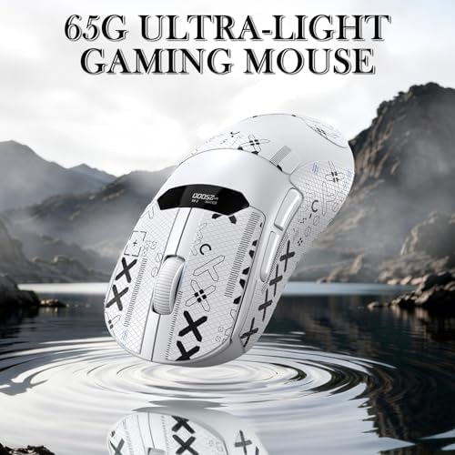 MAGIC-REFINER R1 Wireless Gaming Mouse with RGB Charging Dock,65g Ultra Lightweight,PixArt PAW 3311 Sensor DPI 24K,LCD Display & Smart Sleep,500mAh,Tape,Programmable Mice for Mac PC Gamer(White) - Image 7