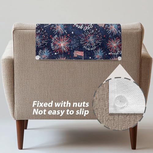 250th Anniversary Fireworks Recliner Headrest Protector 26x16 Inch - Polyester Fabric, Decoration & Breathable Chair Cover with Anti-Slip Base, Easy to Install for Home/Office - Image 5