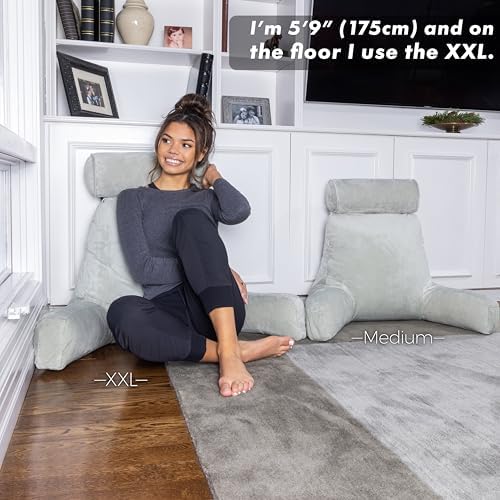Husband Pillow XXL Reading Pillow for Bed Backrest with Arms - Desert Sage Adult - Unmatched Support Pillow for Sitting Up in Bed - Shredded Memory Foam Comfy Microplush Cover & Detachable Neck Roll - Image 6