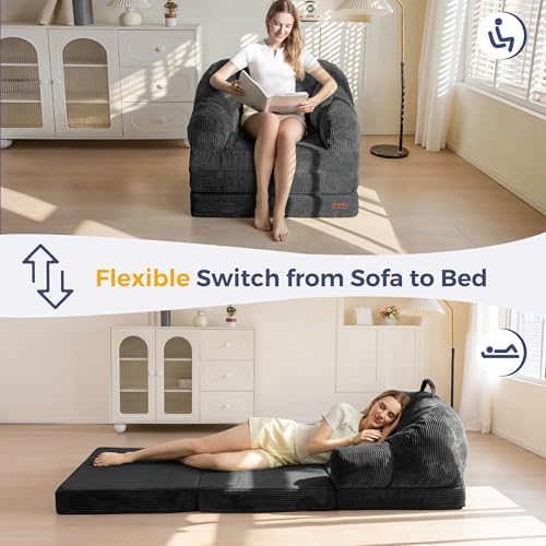 MAXYOYO Folding Sofa Bed with Backrest, Boneless Fold Out Couch with Handle - Image 3