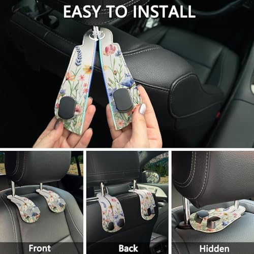 Blusabaca 2PCS Car Seat Headrest Hooks, Purses Bags Holder, Vibrant Floral - Image 6