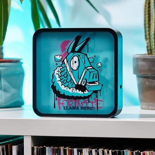 Numskull Fortnite Acrylic LED Light Box Lamp Official Llama LED Light, Desk or Wall-Mounted, USB or Battery Powered, 8.7" Tall, Blue and Pink - Image 5