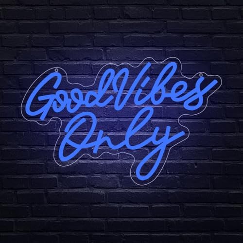 Good Vibes Only Neon Signs,Adjustable Brightness Blue Good Vibes Only LED Signs for Wall Decor, Cool Neon Lights Letters Light up Signs for Bedroom,Bar,Party, Salon Birthday,Christmas Gifts - Image 5