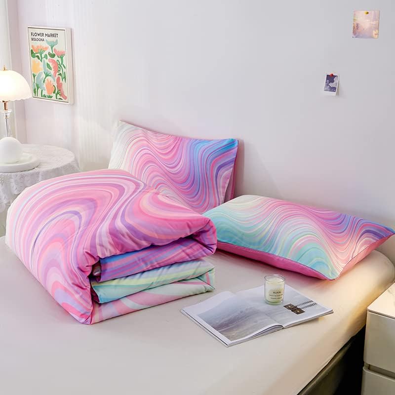 7PCS Girls Comforter Sets Queen,Pink Comforter Queen,Girls Bed Sets Queen,Bed in a Bag with Flat Sheet and Fitted Sheet,Pillowcases,Cushion Covers for Girl,Rainbow Bedding Sets - Image 5