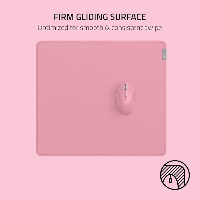 Razer Strider Hybrid Mouse Mat with a Soft Base & Smooth Glide, Pink | Firm Gliding Surface, Anti-Slip Base, Rollable & Portable, Anti-Fraying Stitched Edges, Water-Resistant, Large - Image 2