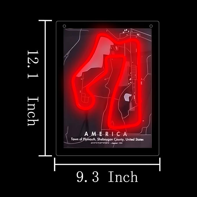 America Formula 1 Circuit Race Car Neon Sign Led Light Up Sign Pop Art With UV Printed background Room Wall Decor Man Gaming Room, Kids Room, Bar Decoration, Birthday Party Gifts - Image 4