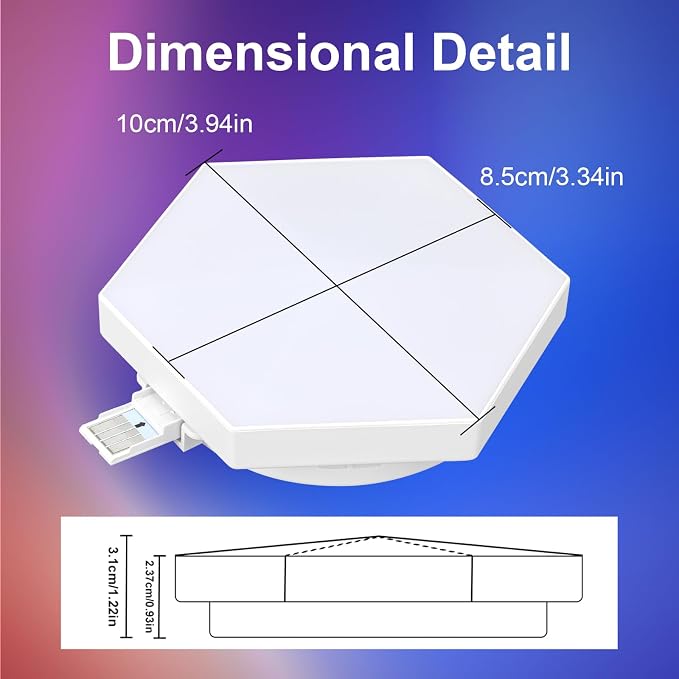 8 Pack RGB Hexagon Led Lights Wall Panels, Music Sync Color Changing Circle Lights, Hexagon Lamp with Remote Control & App Control, Led Shape Hex Light for Bedroom Gamers Decor Milky White - Image 3