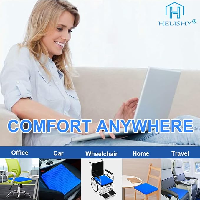 Gel Seat Cushion - 17x17 inch Extra Large Egg Seat Cushion Chair Pads with Non-Slip Cover for Sciatica & Back Pain - Office Chair Car Seat Cushion - Coccyx Cushion for Tailbone Pain - Image 7
