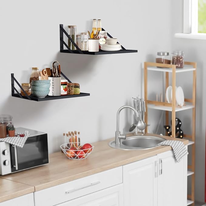 Tectocker-DOU 2 Pc Deep Floating Wall Shelves, Heavy Duty, 16x12, Black - Image 6