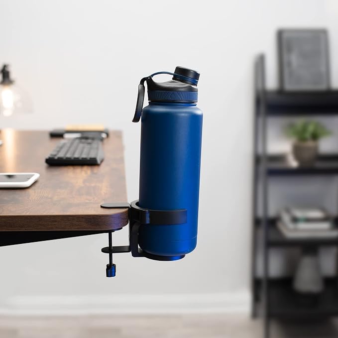 VIVO Clamp-on Desk and Bed Cup Holder, No Spill Adjustable Drink Mount, Support for Hydro Flasks, Coffee Mugs, Easy to Install, Horizontal or Vertical Surface Mounting, Black, Mount-CUP1 - Image 2