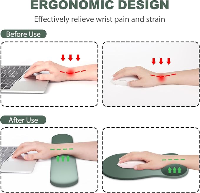 Ergonomic Mouse Pad with Wrist Rest and Keyboard Wrist Rest, Gel Mousepad - Image 2