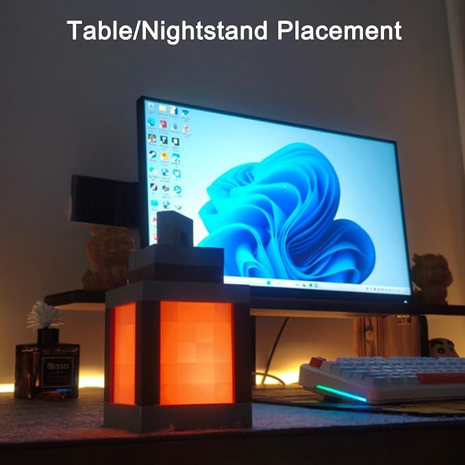 Pixelated Lantern Night Light for Kids, LED 16 Colors Change Hanging Lamp - Image 3