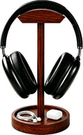 Headphone Stand Nature Wood Headset Hanger Mount Hook Gaming Holder Desktop Earphone Artful Functional Stand for All Headsets with Solid Wooden Base by Bliocefo
