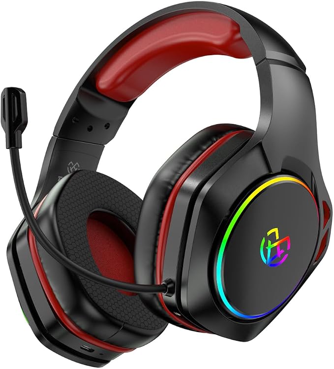 Tatybo Wireless Gaming Headset for PS5 PC, Dual Mode, Low Latency, Red by Tatybo