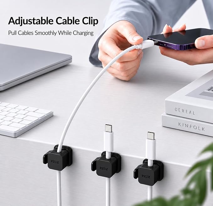 PZOZ Cable Clips 6 Pack, Adhesive Cable Organizer with Locking Buckle - Image 2