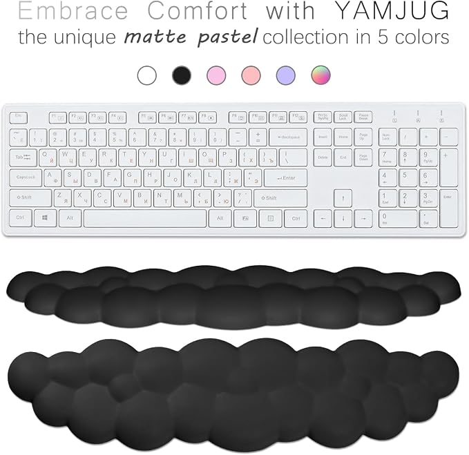 4 in 1 Ergonomic Leather Cloud Wrist Rest Keyboard and Mouse Pad & Coaster | Full 4-Piece Set, Non-Slip PU Base, Soft Memory Foam Comfort For Long Work/Gaming Hours, Cute Desk Decor, Easy To Clean - Image 3