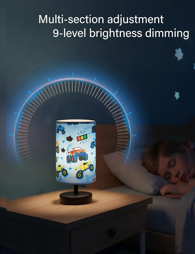 Monster Truck Room Decor, Car Lamp 3-Color Small Linen Desk Lamp, 10 x 5.12 Inch with Integrated LED, Kids Lamps for Bedrooms Boys, Living Lighting Table Lamps Home Decoration (Racing Car) - Image 6