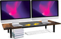 Across-Star Dual-Monitor-Stand-Riser-For-Desk Adjustable Length 32-40 Inch，Large Desktop Computer Monitor Riser For 2 Screens，Desk Shelf Organizer Riser Stand For Computer/Laptop/PC/Printer/TV Black by Acorss-Star