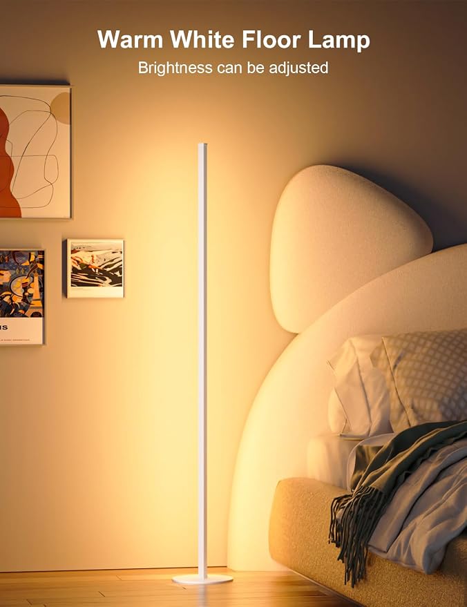 Corner Floor Lamp 2 Pack, 55" Minimalist Standing Lamp with Remote Control, Music Sync 16 Million Colors, Warm White Ambient Lighting, Color Changing LED Corner Lamp for Living Room Bedroom Gaming - Image 6