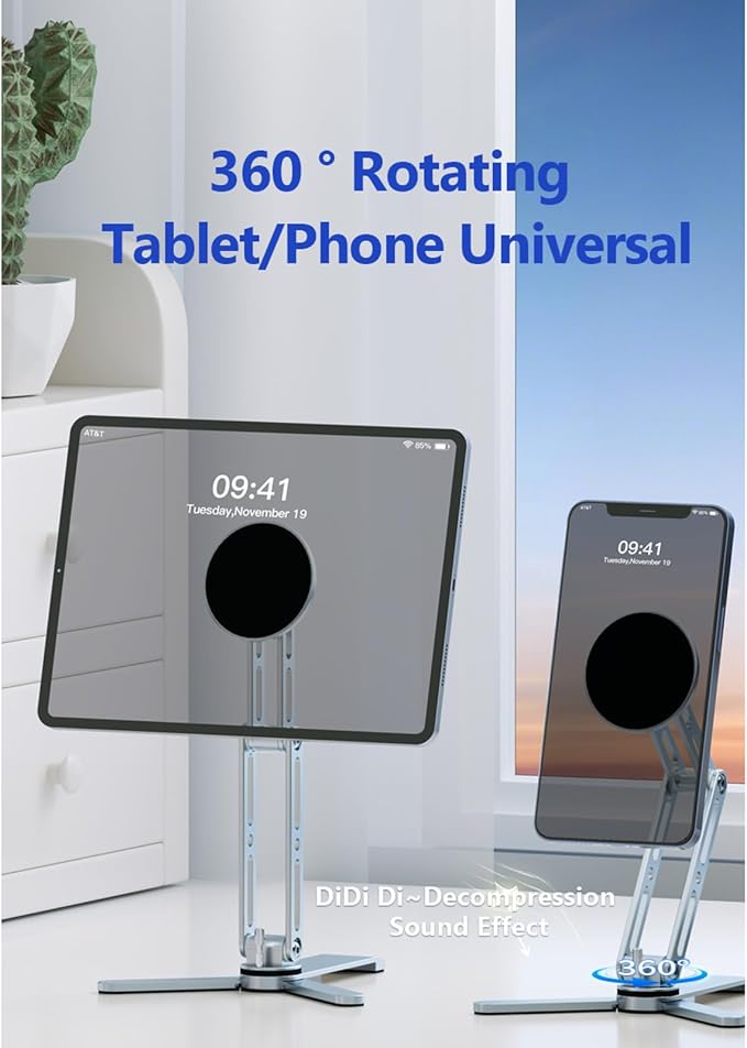 Magnetic Ipads Tripod Stand Universal for Ipads & Iphones 16-12 Series, Flexible 360 Degree Rotation, Portable Tablet Holder with 2-in-1 Handheld & Desktop Handheld Modes for Kitchens, Gyms - Image 2