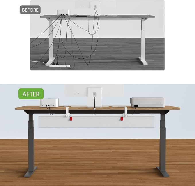 KEEGH Extra Large No Drill Under Desk Cable Management Tray 48 in, White - Image 6