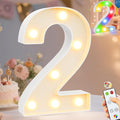 Pooqla LED Light Up Numbers 2, Warm White and Colorful Lighted Marquee Numbers with Remote, Lighted Numbers for 2nd 21st Birthday Decorations, Gift for Girls Boys Her Him Anniversary Home Party Decor by Pooqla