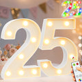 Pooqla 25th Birthday Decoration for Her Him, Decorative LED Light Up Numbers, Marquee Numbers 25 Sign for Party Backdrop 25th Wedding Anniversary Decor Gift, Warm White and Colorful Number 25 by Pooqla