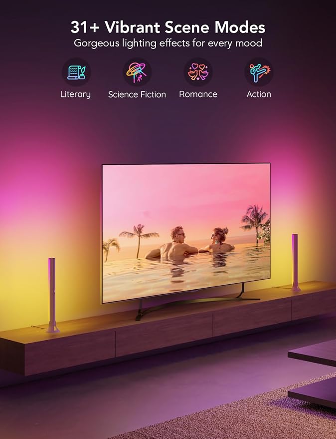 Govee RGBIC Light Bars, 15 Inches WiFi TV Lights for 45-70 inch TVs, White - Image 5