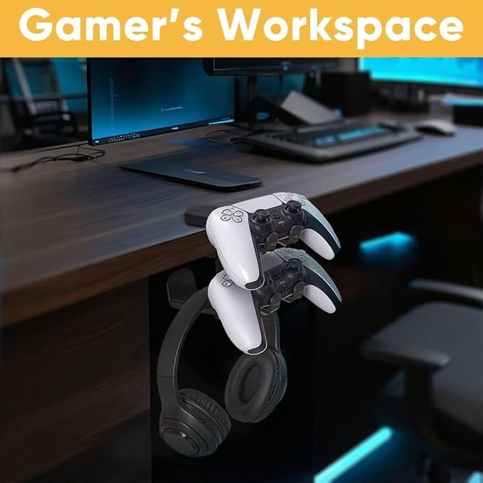 Foldable Headphone Stand and Hook – Aluminum Headset Holder Clamp Mount Under Desk, Universal Fit for Gaming Headphones, Space-Saving Hanger Organizer - Image 6