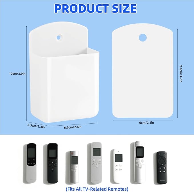 Leinuosen 12 Pcs Remote Control Holder Wall Mount Self Adhesive TV Controller Holder White TV Remote Organizer Wall Pen Organizer for Home Office School Storage Accessories - Image 2