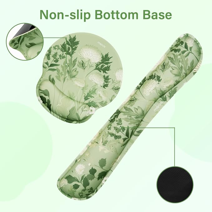 MOSISO Wild Chrysanthemum Wrist Rest Support for Keyboard Mouse Pad Set - Image 5