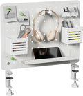PEGZONE Clamp on Desk Pegboard, 16.5" x 12.6", with 10 Accessories, White | Magnetic Metal Peg Board, Desk Organizer for Office Gaming Home, Privacy Panel, Medium by Pegzone