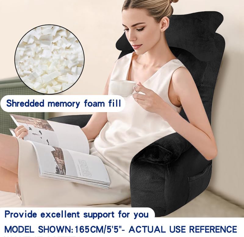 YDCEULARDOH Reading Pillow for Bed Adult – Large Bed Pillow with Arms, Supportive Back Pillow for Sitting Up in Bed for Reading, Watching TV, or Gaming - Image 2