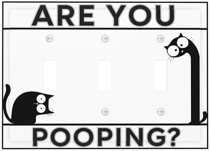 Decorative Light Switch Covers Funny Bathroom Art with Are You Pooping Sign 3 Gang Wall Plate Covers Triple Toggle Electrical Switchplate 3 Hole Dimmer Faceplate for Country Farmhouse Decor by JOOJIAO