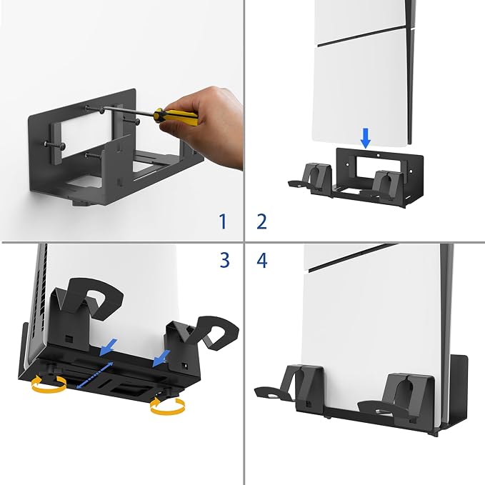 Monzlteck Universal Game Console Wall Mount + 2 Controller Holders, Compatible with PS3, PS4 Pro/Slim, PS5 Slim/Pro, Xbox 360/One S/One X - Image 8