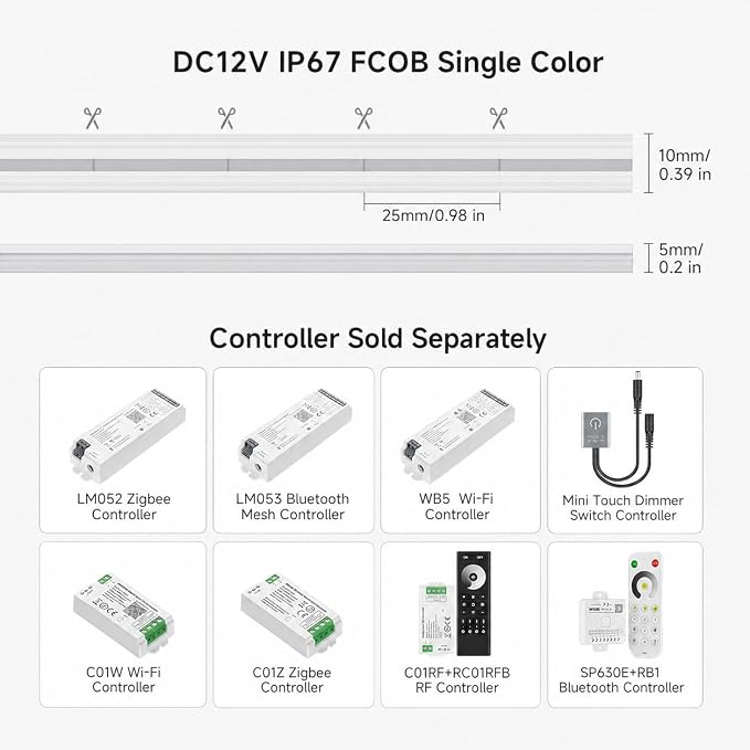 BTF-LIGHTING UL Listed IP67 Waterproof COB LED Strip Cool White 6000K - Image 4