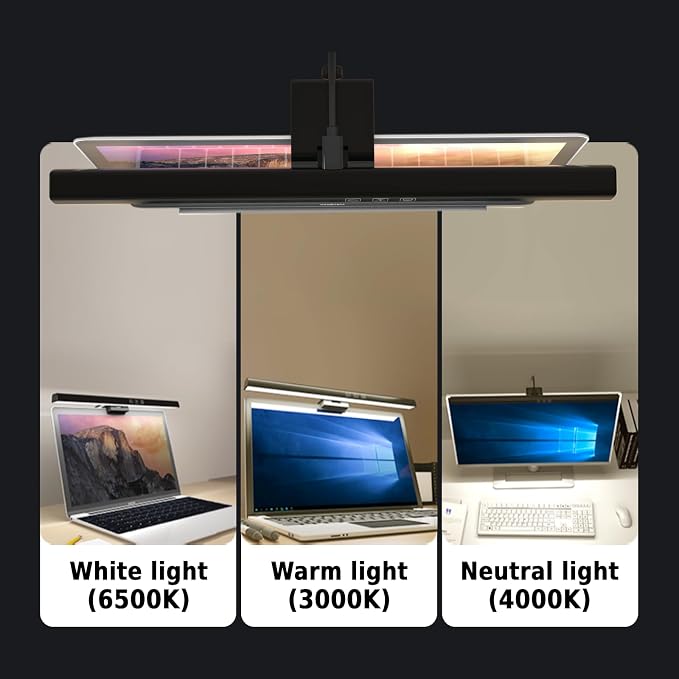 BY-J Computer Monitor Light Bars, Screen Monitor Light Bar for Eye Caring, USB Reading LED Task Lamp, Dimmable Monitor Light Bar, Touch Control, No Glare Space Saving Home Office Desk Lamps - Image 3