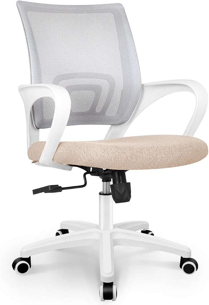 NEO CHAIR Office Computer Chair Ergonomic Mid-Back Mesh Desk Chair, Beige | Breathable Mesh Back with Lumbar Support, Height Adjustment, Smooth Rolling Casters for Home Office, Study or Gaming Setup by NEOCHAIR