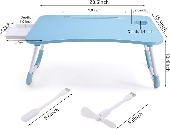 Slendor Bed Desk for Laptop and Writing with Storage, Cup Holder, Light - Image 6
