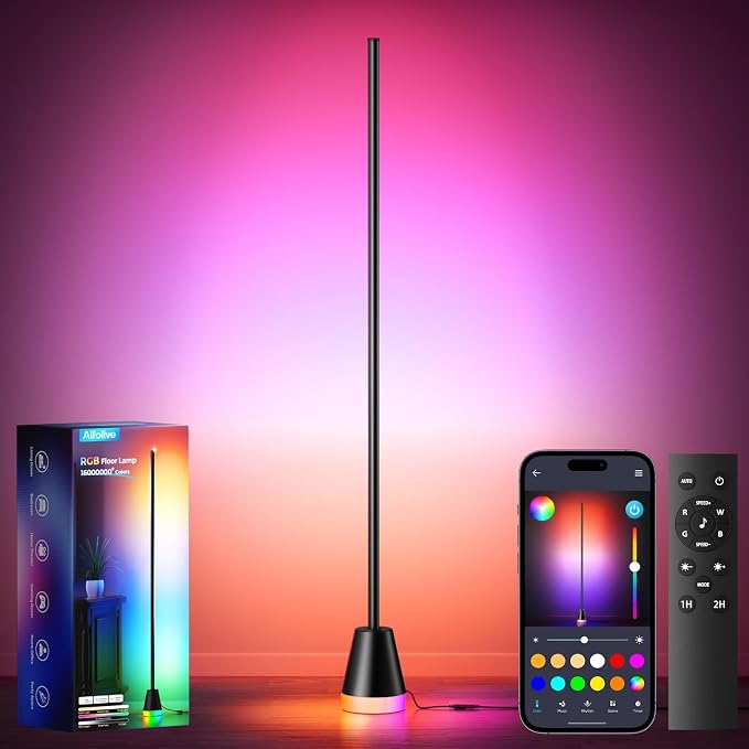 RGBIWC Corner Floor Lamp, Smart Ambient LED Light, Black by Unknown