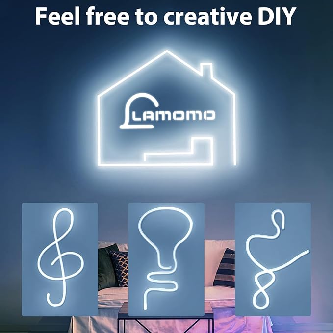 Lamomo LED Strip Lights, 100ft White Dimmable Neon LED Rope Lights, 24V Waterproof LED Light Strip, 6000K Flexible Neon Lights for Bedroom Indoor Outdoor Home Decor - Image 4