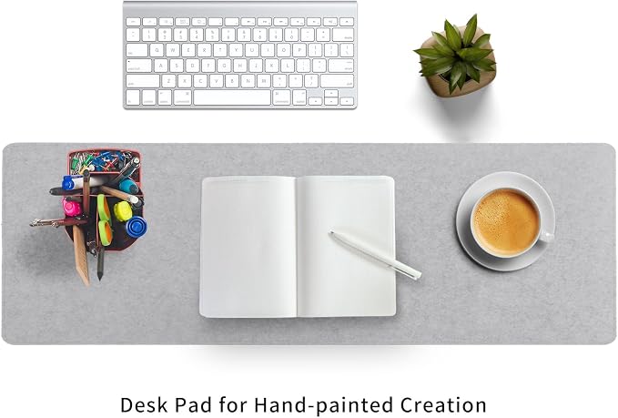 DAWNTREES Felt Desk Pad, Large Felt Mouse Pad and Keyboard Mat, 36" x 12" | Non-Slip Computer Desk Mat XL,Desk Protector for Office (light gray) - Image 8
