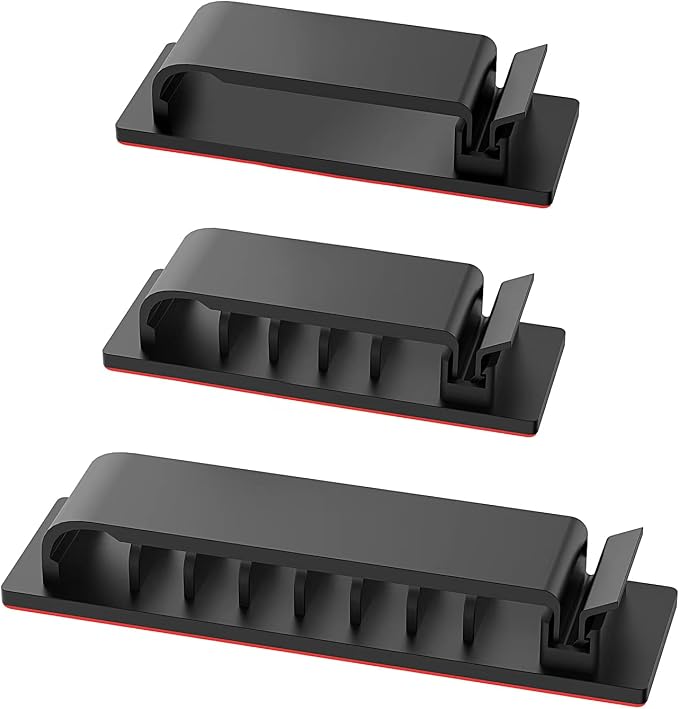 Cable Management Clips, 20Pcs Cord Organizers Wire Clips Cord Holder for TV PC Ethernet Cable Desk Home Office (Black) by Halsouy